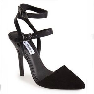 Steve Madden Porttt Leather Point Toe Heel in Black Size 8‎